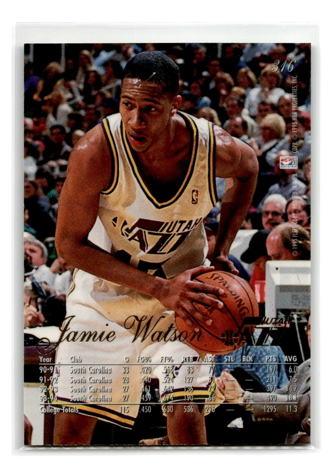 1994-95 Flair - #316 - Jamie Watson RC - Utah Jazz - Image 2 of 2