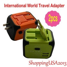 2 International Universal Travel Adapter 2 USB Charger Power Converter 2 Color