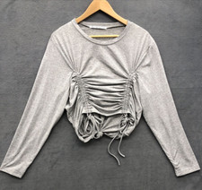 Roma Concept by Rosee Top Size 1X Gray Double Sided Cinch Front Long Sleeve