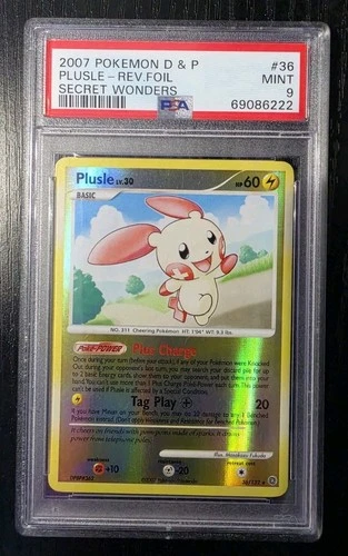 Pokemon - Plusle Reverse Holo - Secret Wonders - #36 - PSA 9