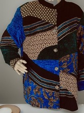 Indigo Moon Womens Embroidered Paisley Tapestry Jacket Fall Floral Boho Large