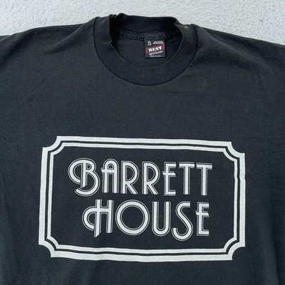 Vtg Barrett House Mansion Shirt L/XL Black New Ipswich New Hampshire Forest Hall
