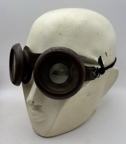 Old Optical Vintage 1930’s Eye Protection Brown Rubber Safety Goggles Steampunk - Picture 2 of 20
