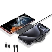 40W Wireless Charging Pad, Dual 20W Fast Wireless Charging Mat for iPhone 16 ...