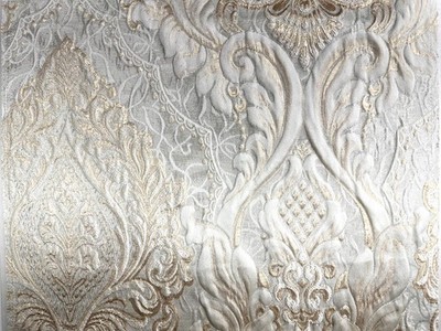 IVORY GOLD Damask Brocade Upholstery Drapery Fabric (110 in.) Sold BTY