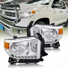 Left & Right Headlights Halogen Headlamp W/O LED DRL For 2014-2021 Toyota Tundra