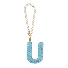 Letter Bag Charm Bling Glitter Letter Charm Initial, Blue, U Shape