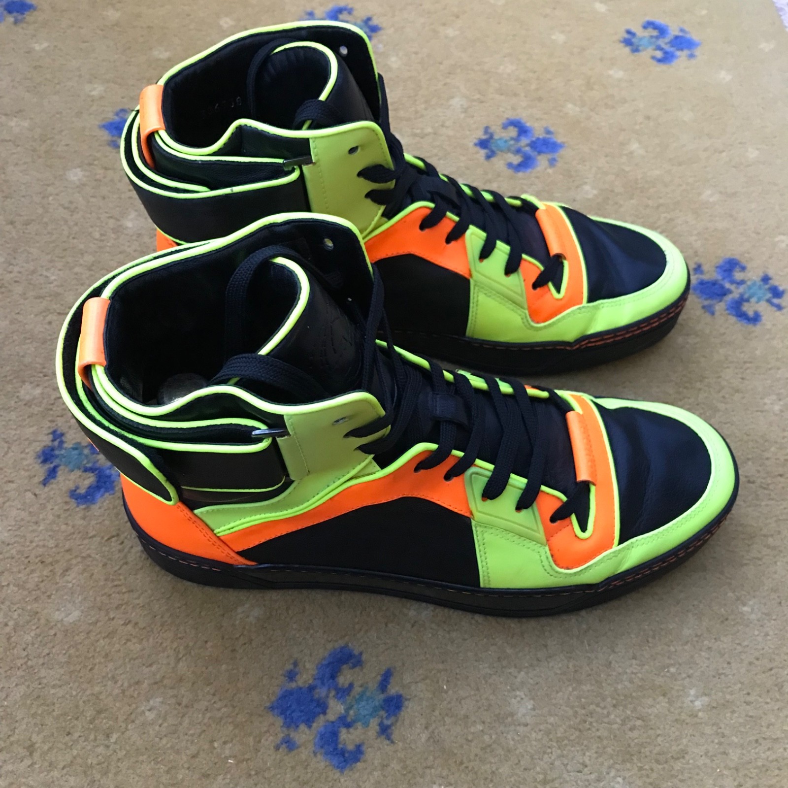 Gucci Shoes Orange Yellow Neon Trainers Sneakers High Top Mens UK 9 US 10 EU 43 thumbnail 7