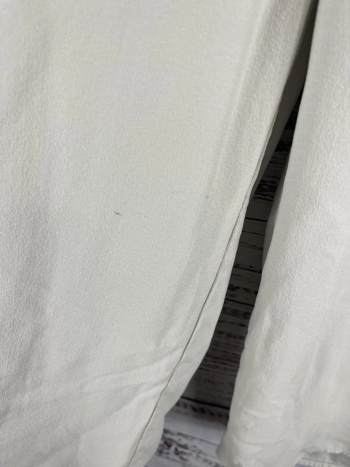 Eileen Fisher Pants Womens Petite Medium Ivory Silk Wide Leg Cropped Pull On - Image 2 of 4