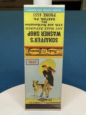 Schaeffer's Washer Shop Easton Pennsylvania Girlie Art VTG Matchbook Cover Lt#79