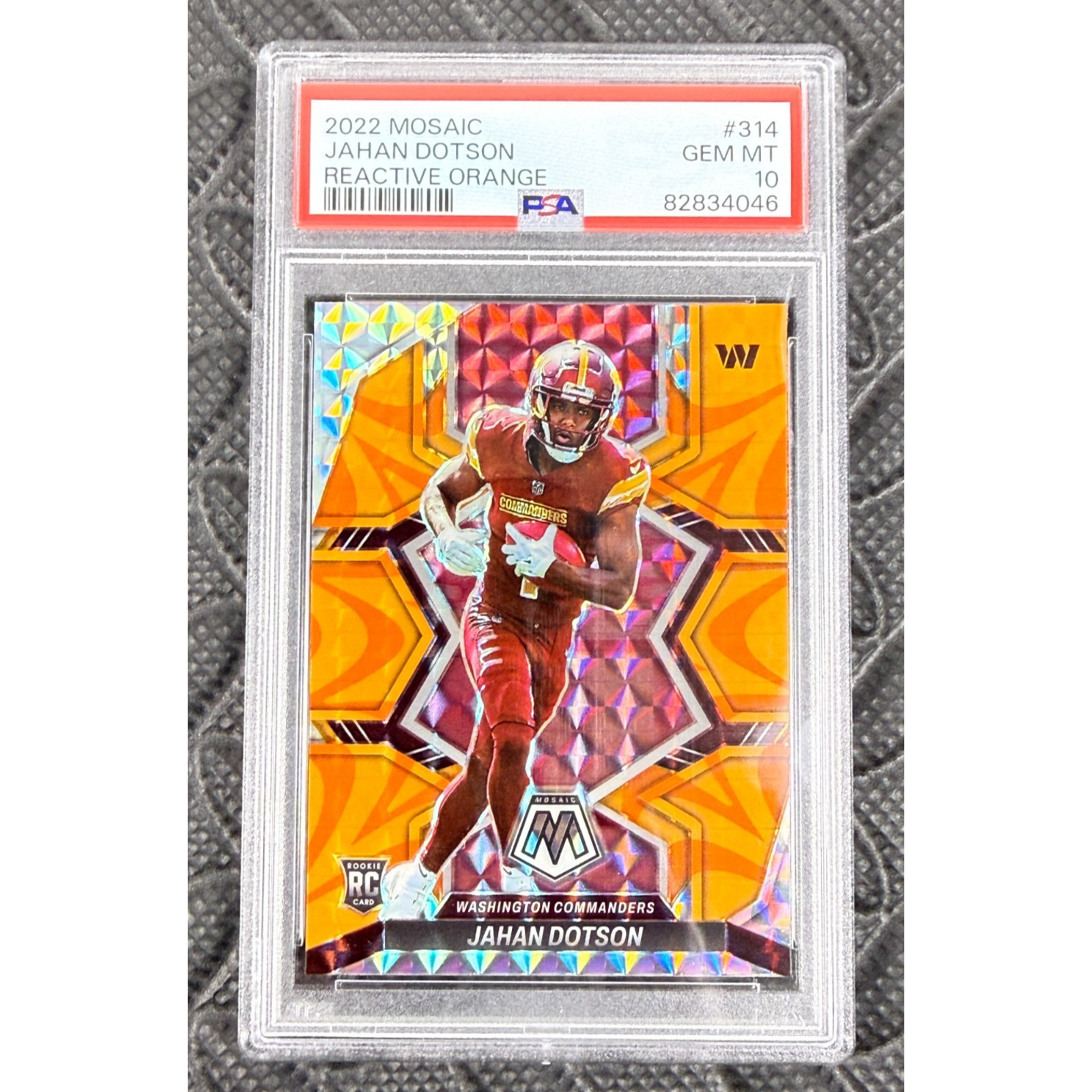 Jahan Dotson 2022 Panini Mosaic Reactive Orange #314 PSA 10 Rookie Card Eagles