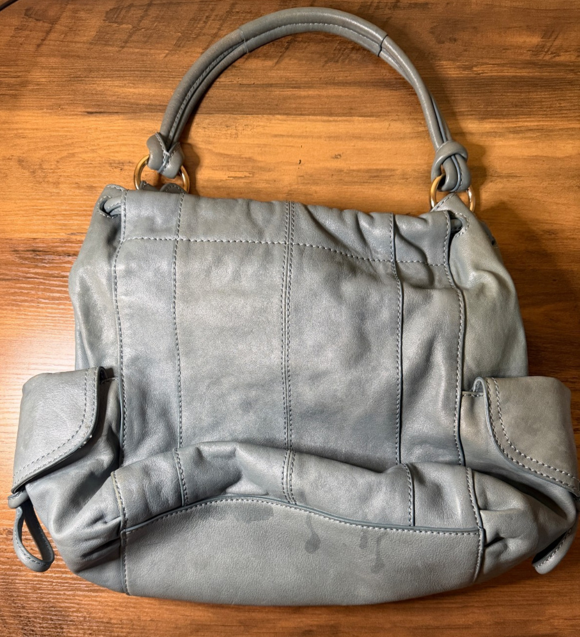 Michael Kors Gray Leather Drawstring Shoulder Bag… - image 3