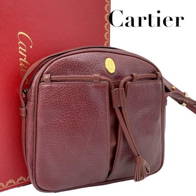Cartier Must de Cartier Trinity Shoulder Bag Bordeaux Leather AA Condition Japa