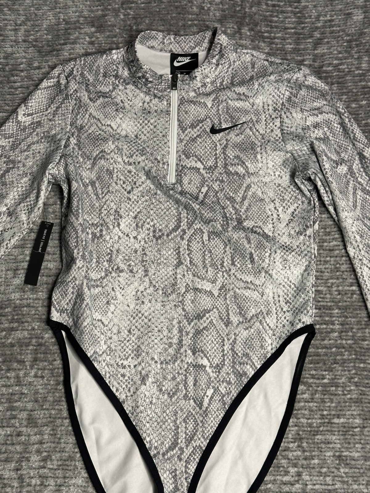 Nike Python Snakeskin Grey White Zip Long Sleeve … - image 2