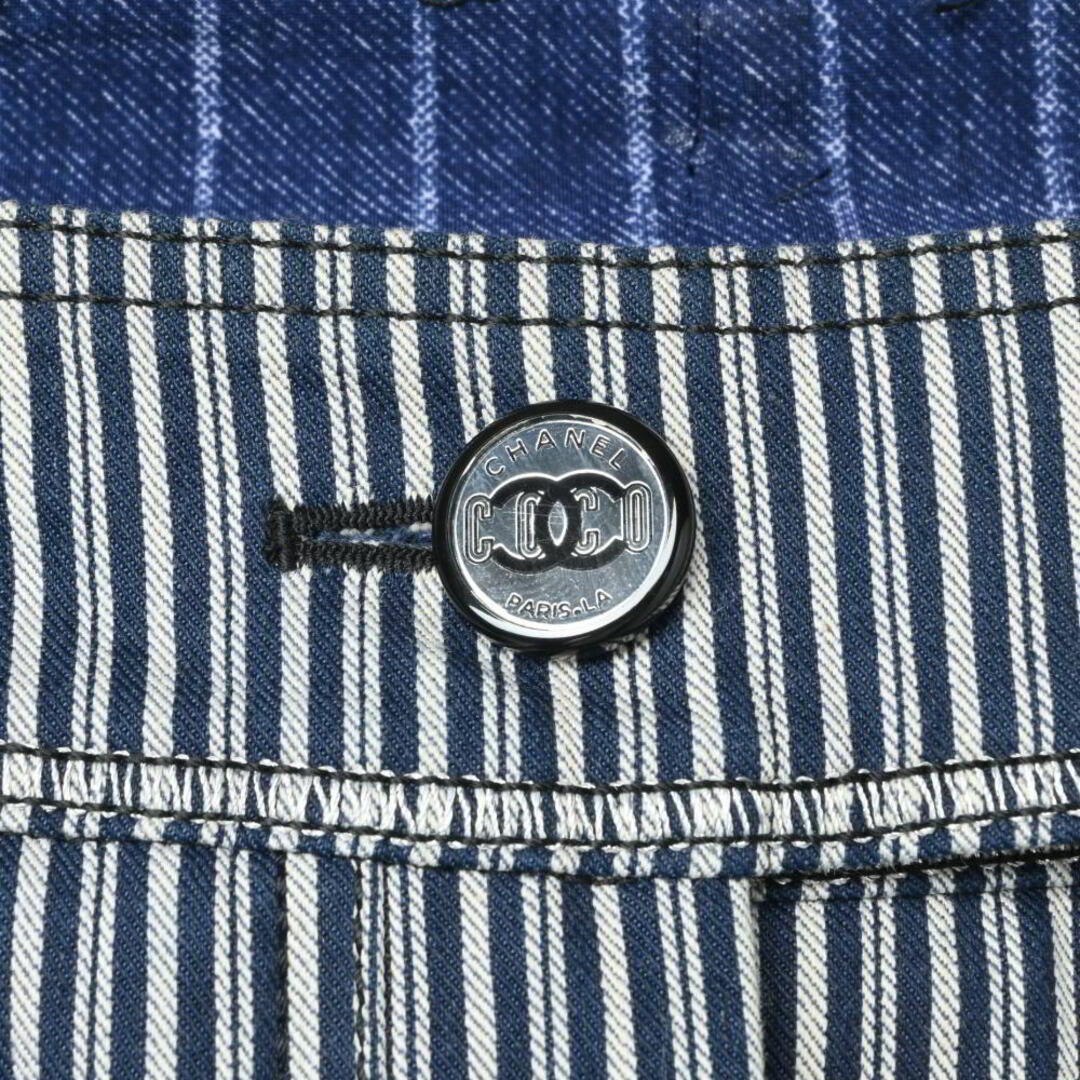 CHANEL Stretch Striped Coco Mark Button Pants Used CYHE-0 thumbnail 4