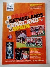 FRANCE V NETHERLANDS / ENGLAND V SPAIN ~ EURO 96 &frac14; FINALS PROGRAMME 22 JUNE 1996
