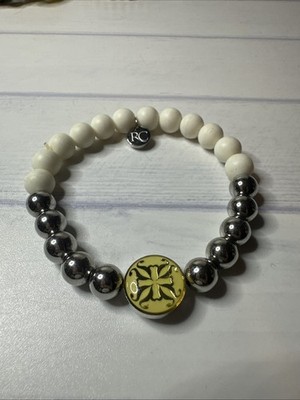 Rustic Cuff Beautiful Colorful Shambala Beads Stretch Logo Bracelet