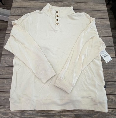 Boxercraft French Terry Button Pullover Natural Mens Large Lightweight Cotton Bl