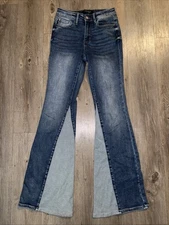 Judy Blue Jeans Women's Size 0/24 Flare Fit 2 Tone Denim Bell Bottom Hippie Pant