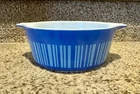 Vintage Pyrex Barcode Blue Stripe Casserole With 1-1/2 Pint Lid #472