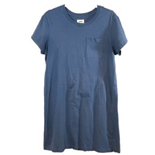 Pact Softspun Short Sleeve Pocket Tee Dress in Blue Minimalist Casual Women's L