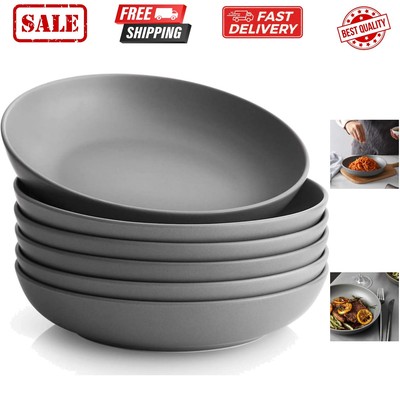 Pasta Bowls Set of 6, Large Salad Serving Bowls, Porcelain Soup Bowls 30 Ounc...