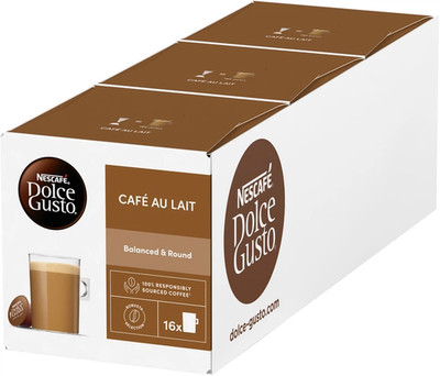Set of NESCAFE Dolce Gusto Cafe Au Lait coffee capsules 3 packs x 16 pcs