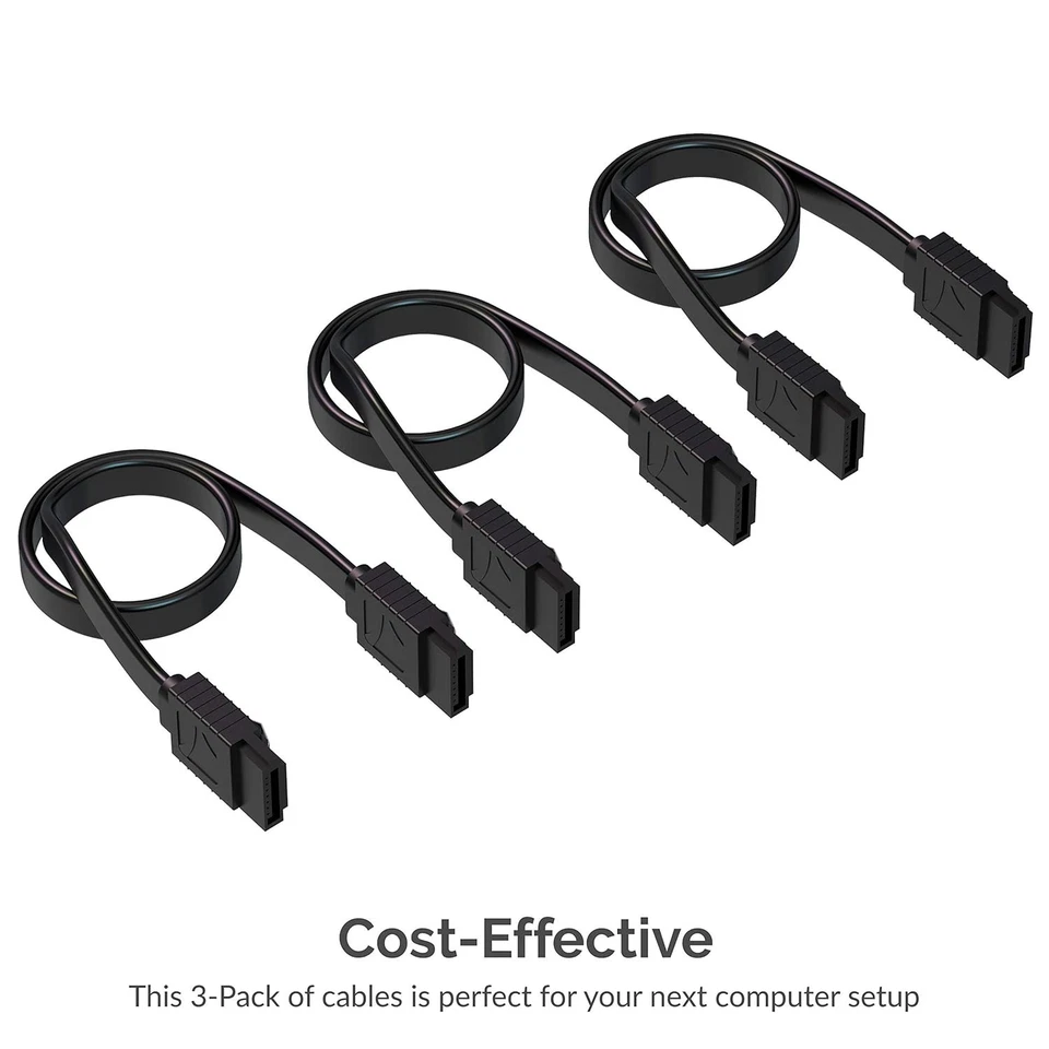 3 Pack SATA III 6 Gbit/s Straight Data Cable with Lock Latch for HDD/SSD/CD/DVD - Image 4 of 4