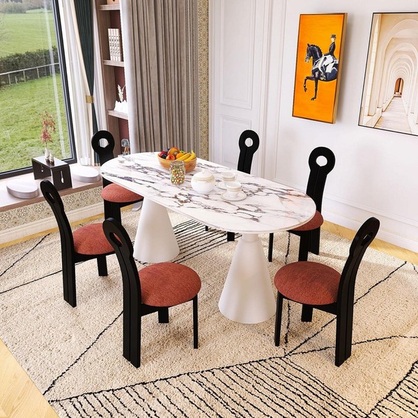 Essgruppe LuxuriöSes Esstisch Mit 6X StüHlen Modernes MöBel Set 7Tlg-image