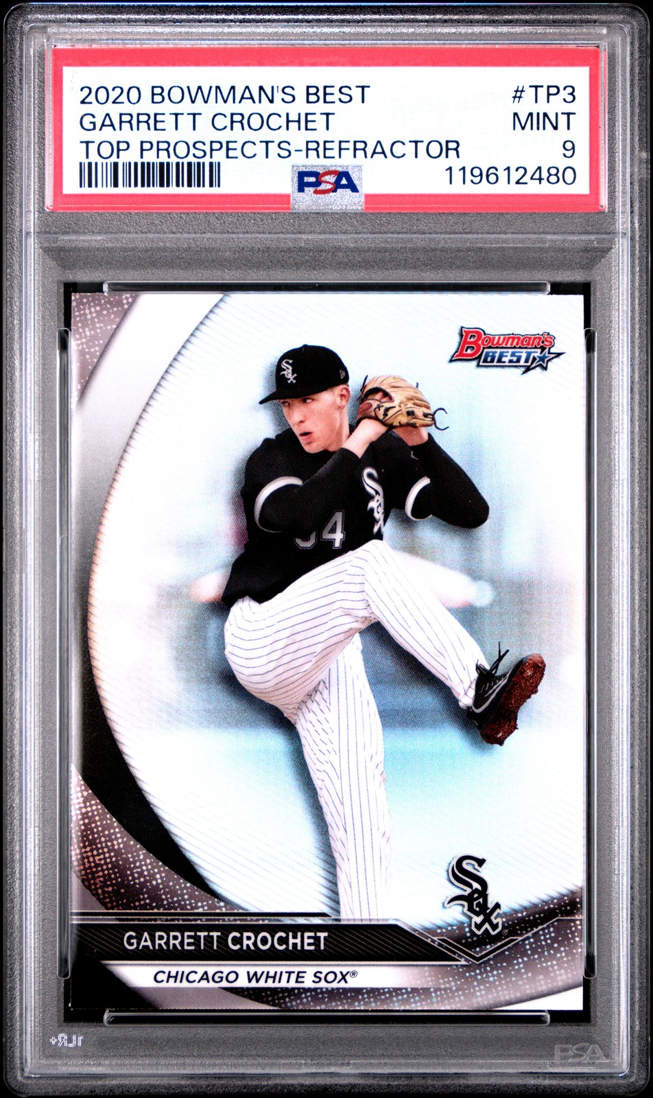 2020 BOWMAN'S BEST TOP PROSPECTS REFRACTOR #TP3 GARRETT CROCHET PSA 9