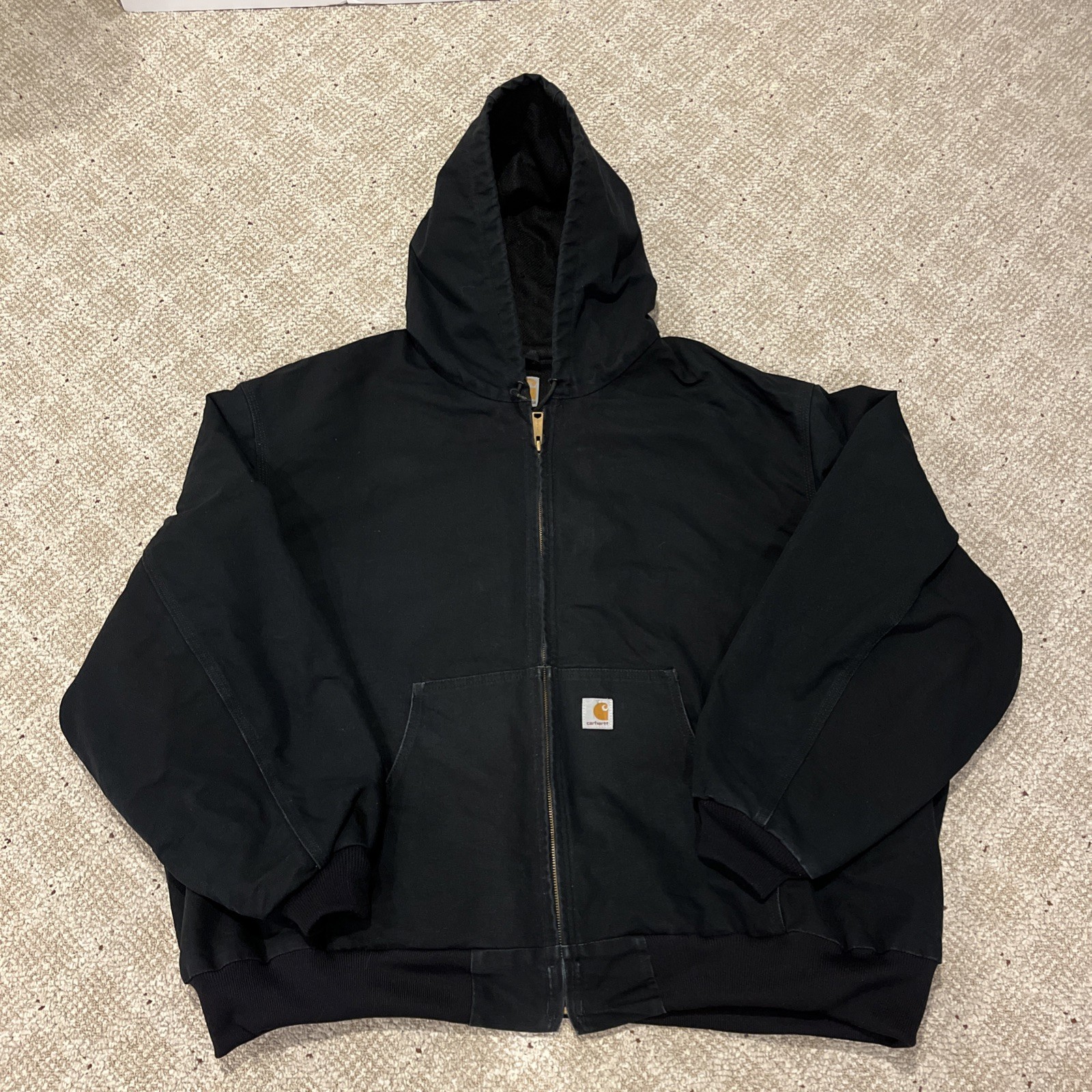 Carhartt Mens Black Lined Full Zip Hooded Jacket 5XL J131 BLK