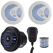 Pyle PLMRBT18MIC Marine Bluetooth Receiver, 6.5'' 150W Max Speakers 1 Pair 