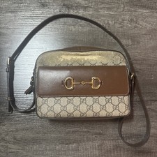 Gucci Horsebit 1955 GG Shoulder Bag In Beige/Brown Canvas/Leather