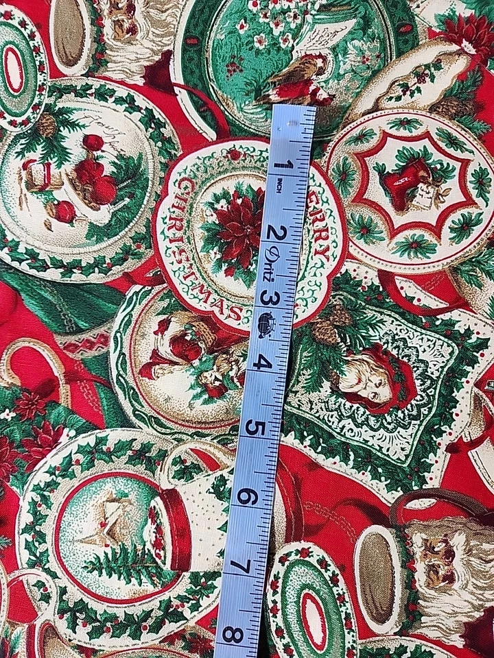 Joan Messmore Cranston Print Victorian Christmas Cotton Blend Fabric 2 Yds 35" - Image 3 of 4