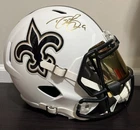 🔥 Drew Brees Signed NO Saints Flat White Full Size Rep Helmet w/ Visor Beckett