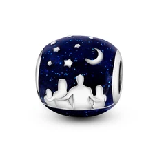 MULA Original Night Sky Family DIY DIY Charm Blue Enamel For Bracelet 925 Silver