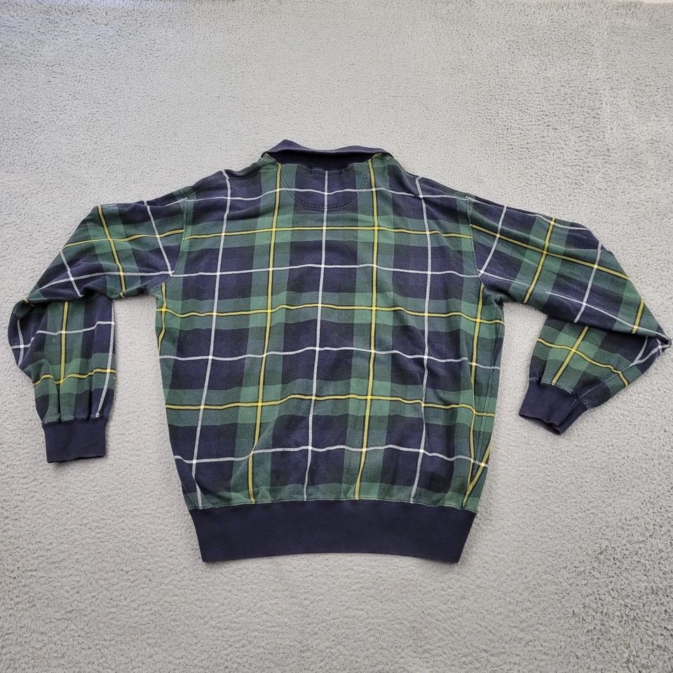 Polo Sport Ralph Lauren 1/4 拉链运动衫男式 XL 复古格纹格子图案美国 — 第 2/4 张图片