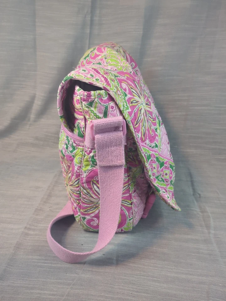 Vera Bradley ROSA PÉTALO Floral Laptop Bolso Mensajero Cartera Hombro Primavera Foto 4 de 4