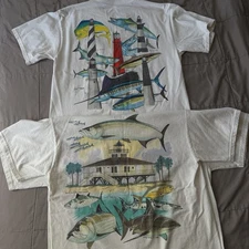 Guy Harvey Graphic Coastal Fishing T-Shirts, Lot Of 3 Medium Pocket T Lighthouse