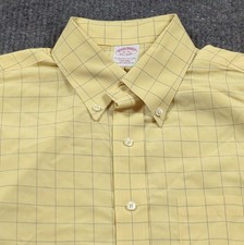 Brooks Brothers Shirt Mens 16-33 Yellow Check Long Sleeve Traditional Fit Cotton