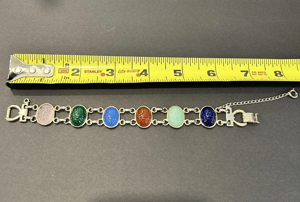 Vintage Mid-Century Egyptian Revival Scarab Bracelet (12K Gold Filled) - Image 3 of 4