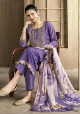 Women Festive Chanderi Silk Zari work Salwar Kameez Dupatta, Ethnic Diwali Wear