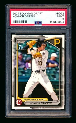 2025 BOWMAN DRAFT #BD22 KONNOR GRIFFIN RC PIRATES 1ST ROOKIE PROSPECT PSA 9!