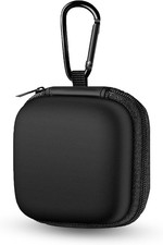 Earbud Case Portable EVA Storage Bag with Carabiner Black Organizer