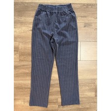 Umgee Striped Pull On Pants Blue White Pinstripe Elastic Waist Size S NWOT