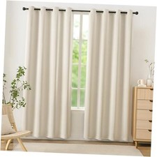100 Blackout Curtains for Bedroom Living Room 52"W x 84"L Pack of 2 Cream