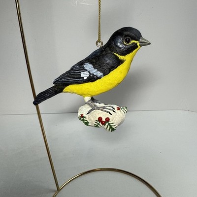 The Songbird Christmas black back, lesser goldfinch ornament By Danbury Mint