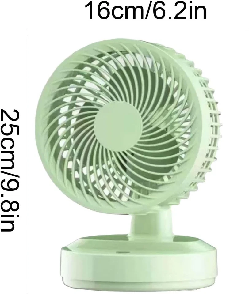 Green Compact Desktop Fan – Silent 3-Speed Oscillating Mini Table Cooling Fan - Image 3 of 4