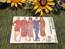 Butterick Sewing Pattern 3034 unisex pajamas pyjamas nightshirt trousers XS S M