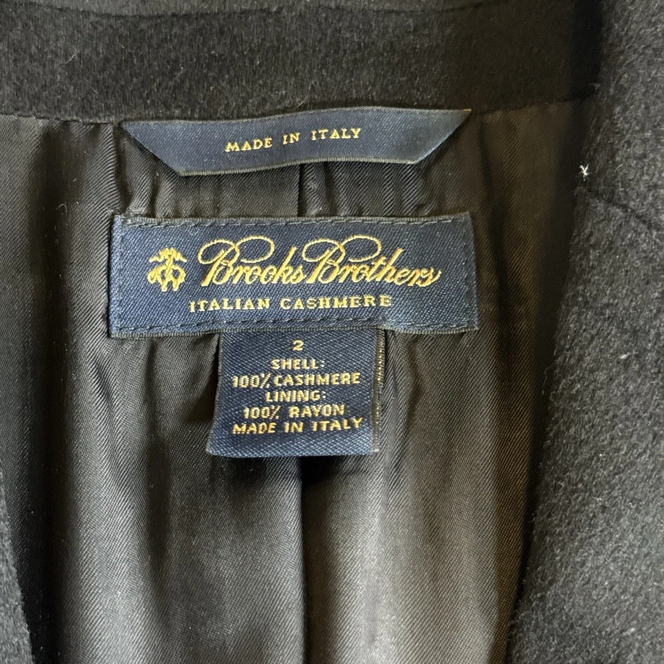 Brooks Brothers 100% 羊绒女式双纽扣黑色西装外套 2 码 — 第 2/4 张图片